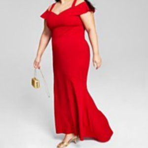 Red Emerald Sundae Trendy Plus Size Off-The-Shoulder Mermaid Gown Size 22